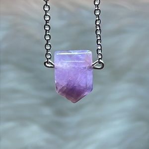 Chevron Amethyst Crystal Necklace Natural Healing